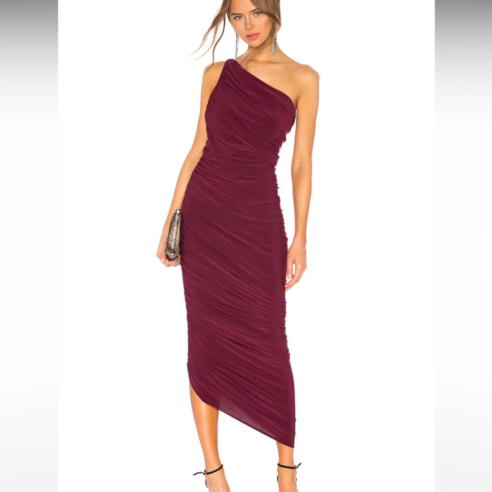 Wine colored Norma Kamali Diana gown in plum. Size small. Worn once